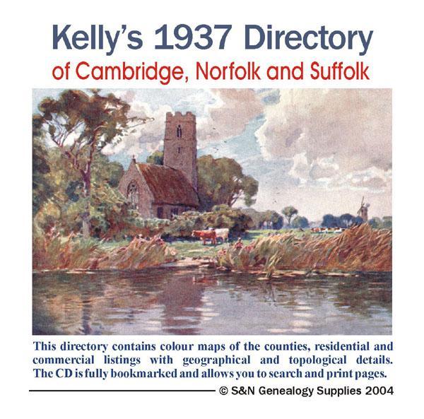 Cambridgeshire, Norfolk and Suffolk 1937 Kelly's Directory Product GenFair