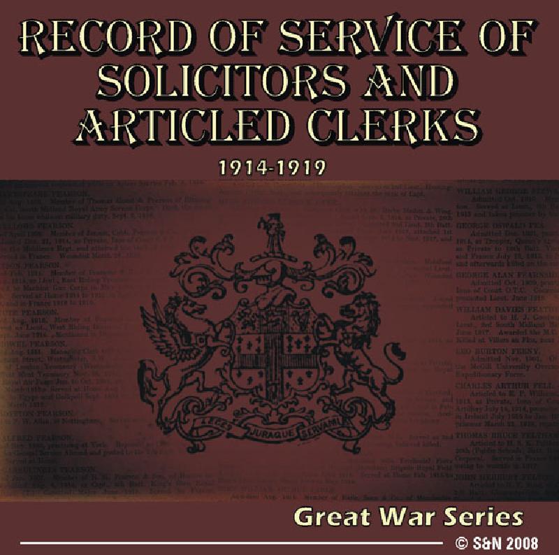 Record Of Service Of Solicitors And Articled Clerks 1914 1919 Product